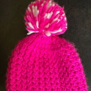 GIRLS KNIT STRIPED WINTER CAP HAT BY GERTEX PINK